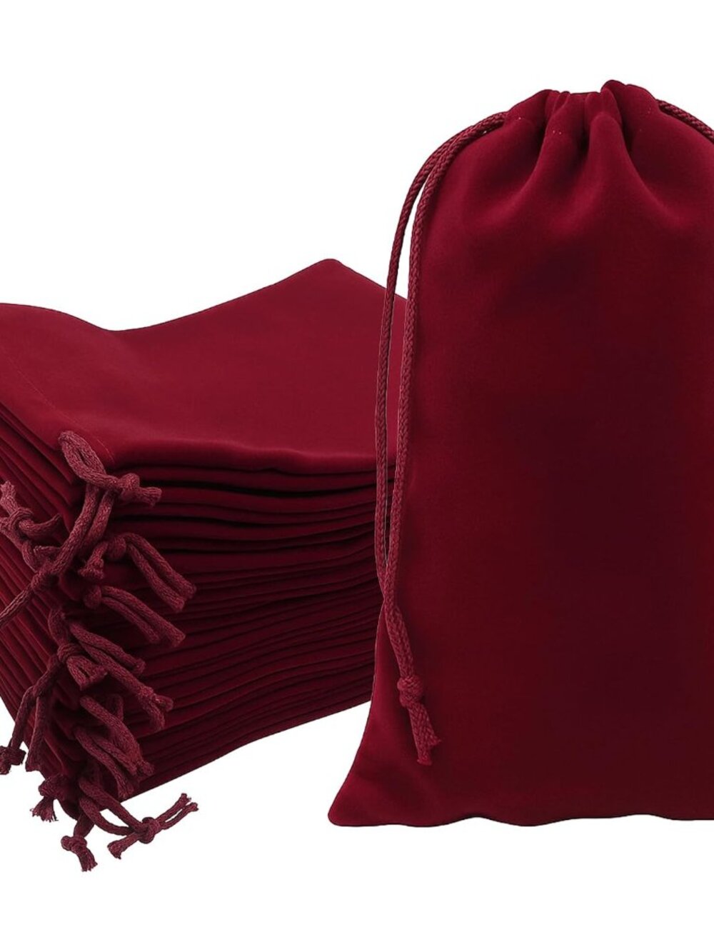 8x17 Maroon Velvet Drawstring Bags for Shoe Dusting Bags